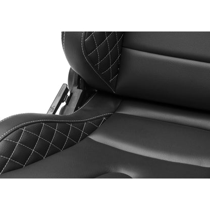Corbeau Sportline RRS Reclining Seats Black Vinyl Diamond White Stitch - Universal-CBU-74901DSWPR-CBU-74901DSWPR-Seats-Corbeau-JDMuscle