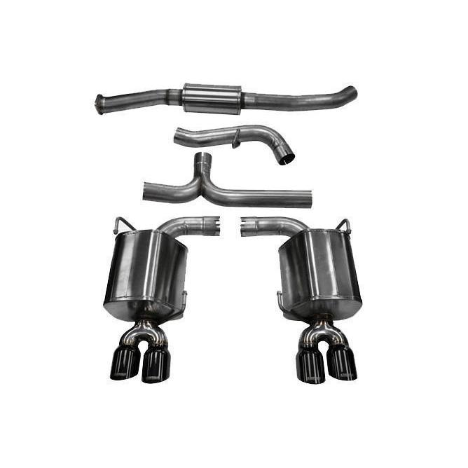 Corsa Black Sport Cat Back Exhaust Subaru STI 2011-2014 / WRX 2008-2014 Sedan Manual (14863BLK)-cor14863BLK-14863BLK-Cat Back Exhaust System-Corsa Performance-JDMuscle