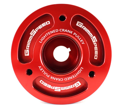 GrimmSpeed Lightweight Crank Pulley Red Subaru Models (inc. 2002-2014 WRX / 2004-21 STI) | GRM095015R