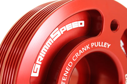 GrimmSpeed Lightweight Crank Pulley Red Subaru Models (inc. 2002-2014 WRX / 2004-21 STI) | GRM095015R