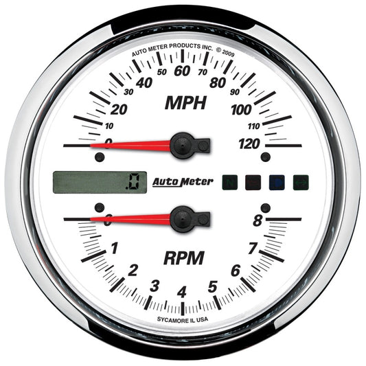 Autometer Pro-Cycle Gauge Tachometer / Speedometer 4 1/2in 8K Rpm/120 Mph White Universal | 19467