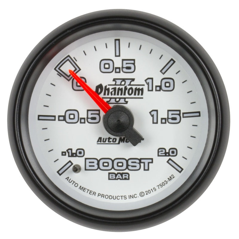Autometer Phantom II Gauge Vac/Boost 2 1/16in -1 - +2 Bar Mechanical Universal | 7503-M2