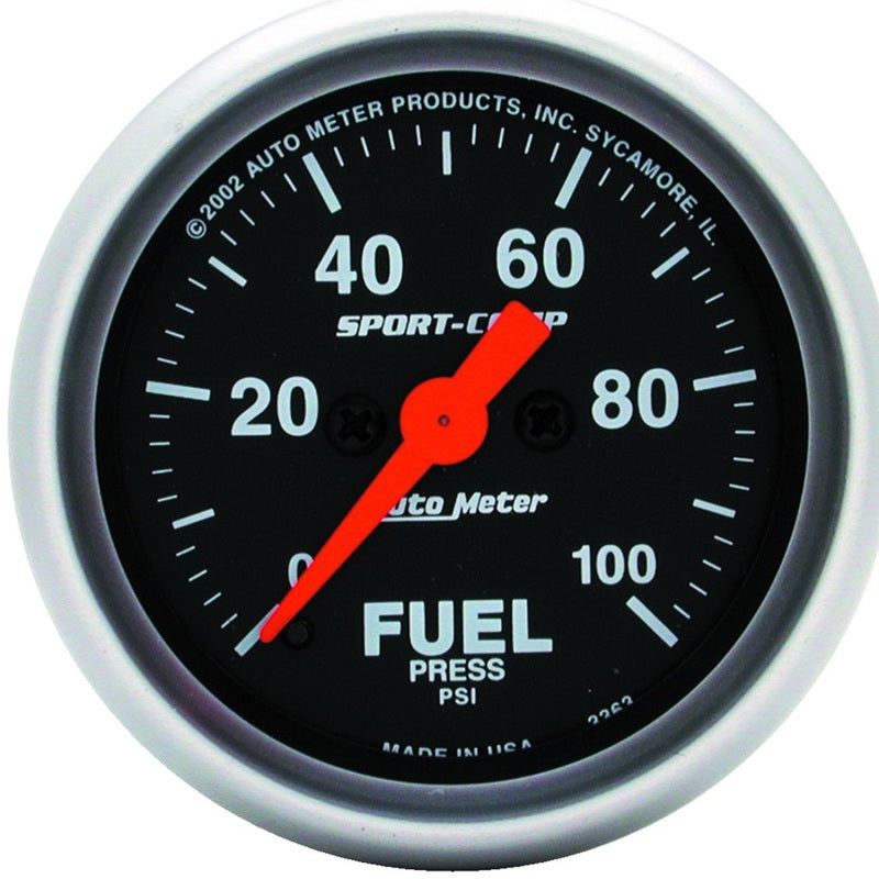 Autometer Sport-Comp 52mm 0-100 PSI Electronic Fuel Pressure Gauge Universal | 3363