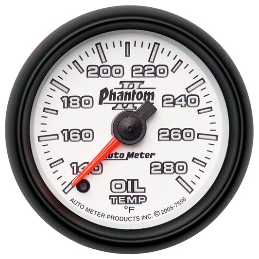 Autometer Phantom II 52mm Full Sweep Electronic 140-280 Deg F Oil Temperature Gauge Universal | 7556