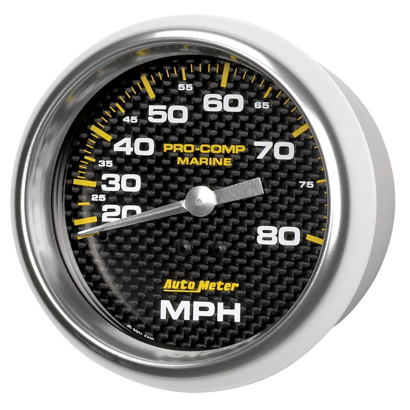 Autometer Gauge Speedometer 3-3/8in 80MPH Mechanical Marine Carbon Fiber Universal | 200753-40