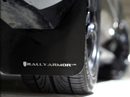 Rally Armor Black UR Mud Flap White Logo Subaru WRX 2002-2007 / STi 2002-2007 | MF1-UR-BLK/WH