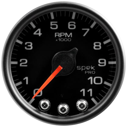 Autometer Spek-Pro Tachometer Gauge 2 1/16in 11K Rpm W/ Shift Light & Peak Mem Black / Black Universal | P33632