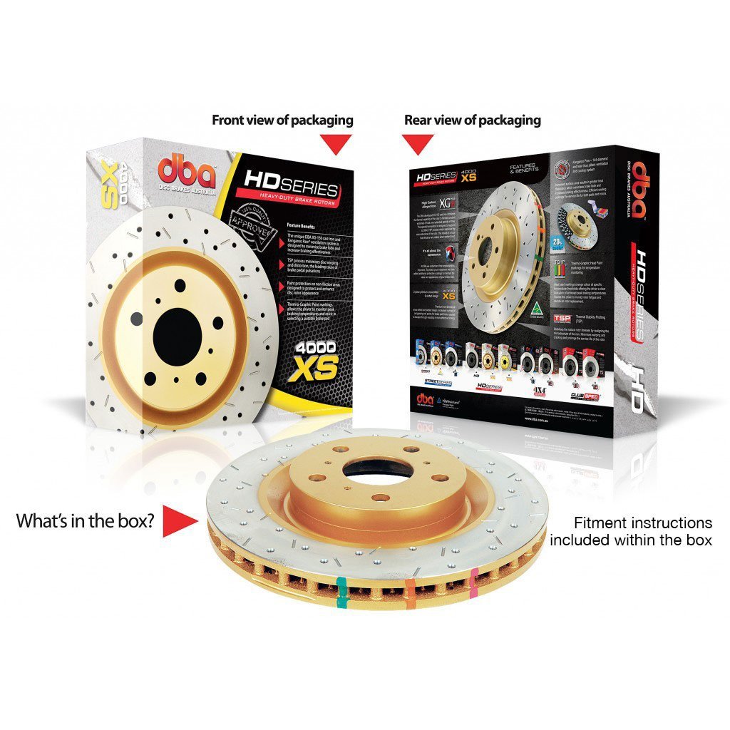 DBA Front XS Drilled & Slotted 4000 Series Rotor 2005-2009 Nissan 350z / Infiniti G35-42308XS-42308XS-Brake Rotors-DBA-JDMuscle