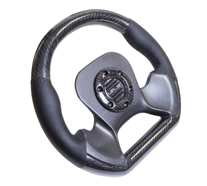 NRG Carbon Fiber Steering Wheel | 320mm CF Center Plate & Two-Tone Carbon w/Leather Trim Handles