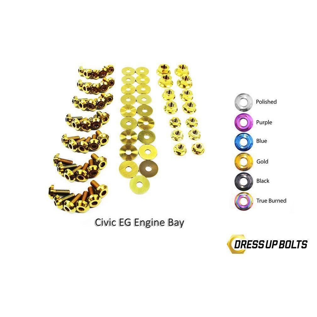 Dress Up Bolts Honda Civic EG (1992-1995) Titanium Full Engine Bay Kit-HON-020-Ti-GLD-Dress Up Bolts-Dress Up Bolts-Gold-JDMuscle