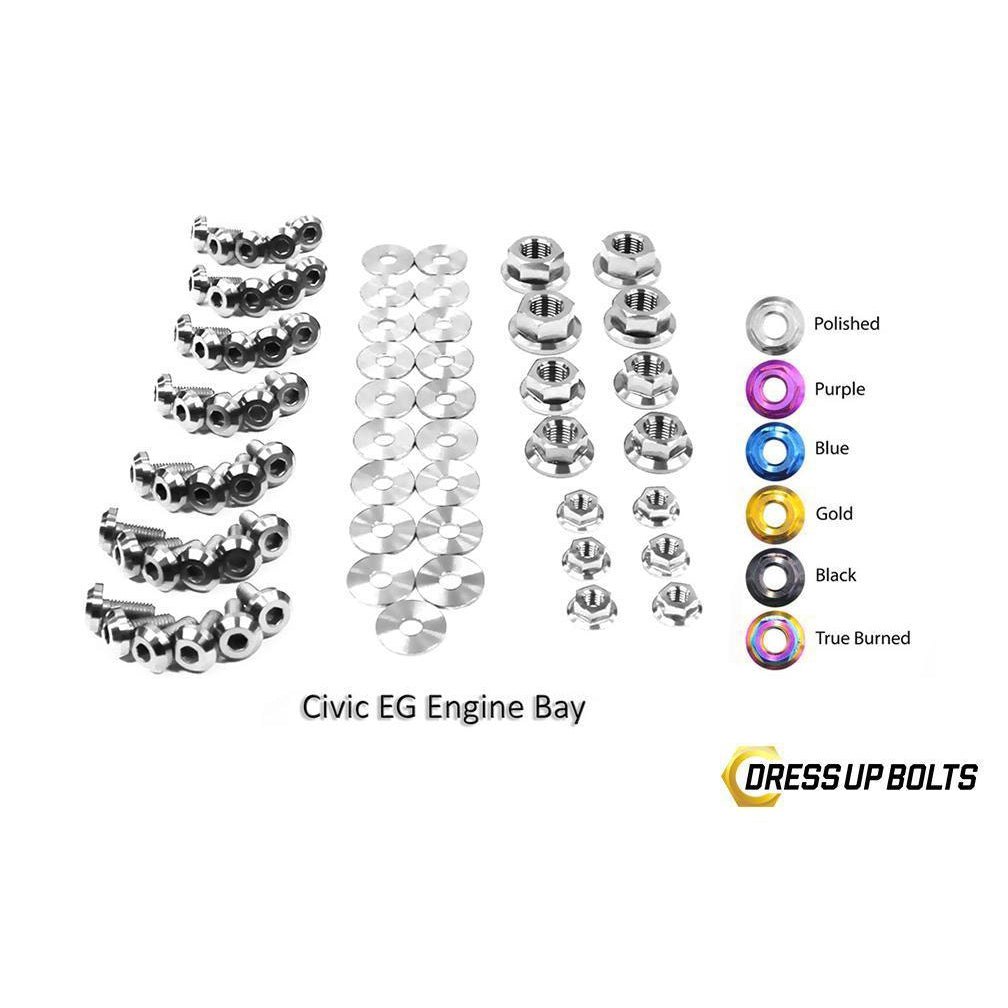 Dress Up Bolts Honda Civic EG (1992-1995) Titanium Full Engine Bay Kit-HON-020-Ti-POL-Dress Up Bolts-Dress Up Bolts-Polished-JDMuscle