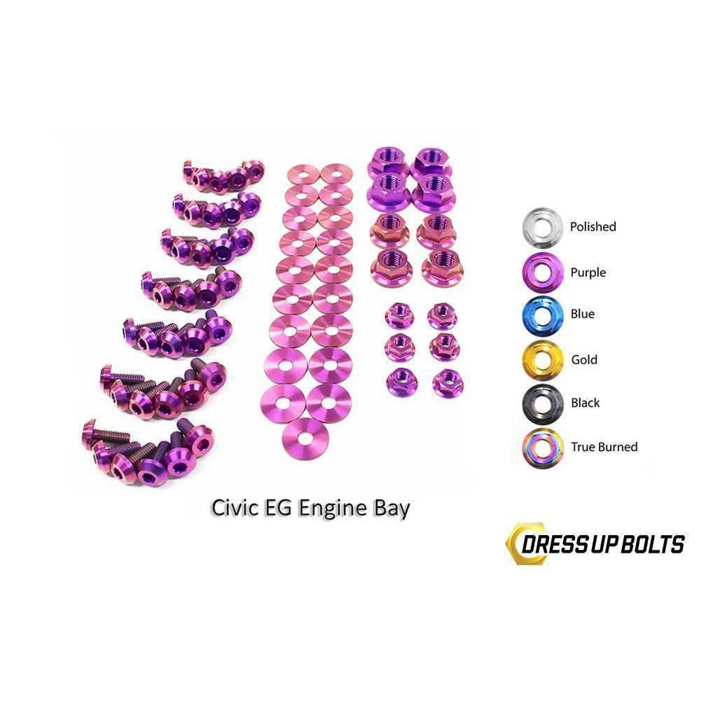 Dress Up Bolts Honda Civic EG (1992-1995) Titanium Full Engine Bay Kit-HON-020-Ti-PRP-Dress Up Bolts-Dress Up Bolts-Purple-JDMuscle