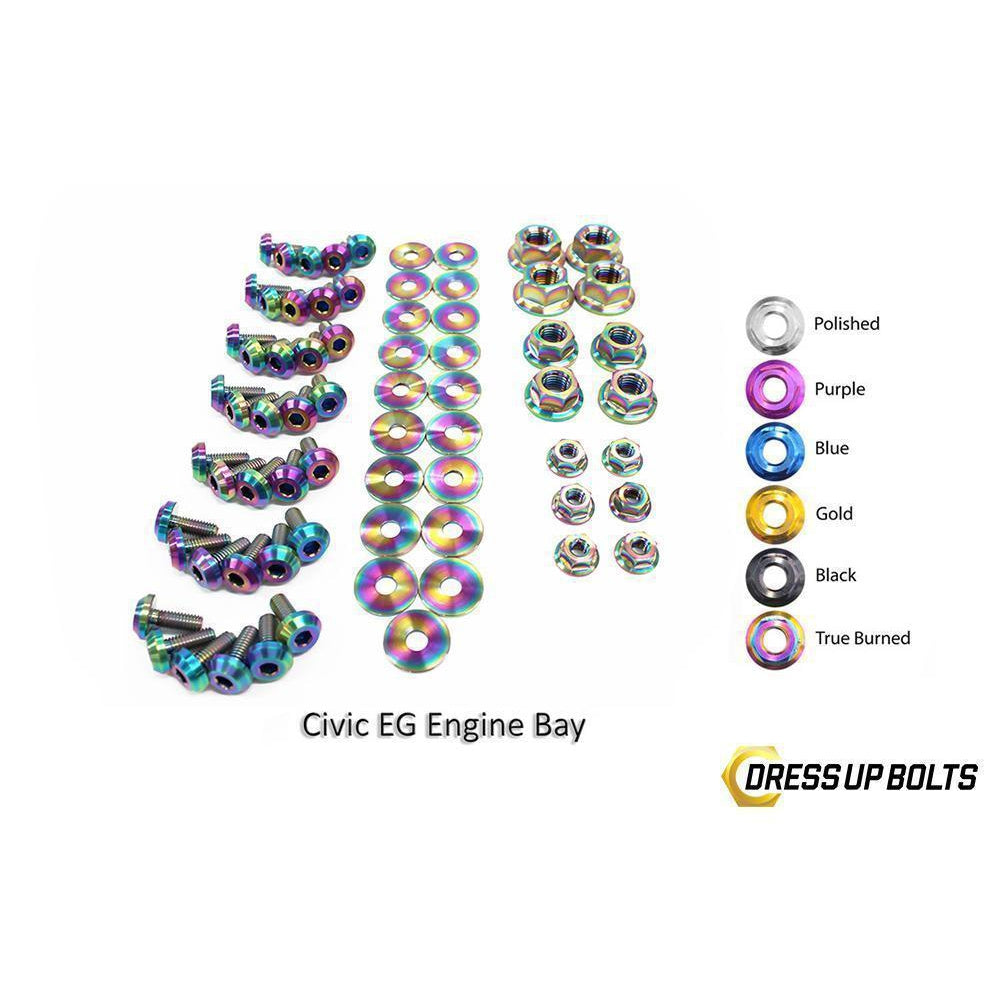 Dress Up Bolts Honda Civic EG (1992-1995) Titanium Full Engine Bay Kit-HON-020-Ti-TB-Dress Up Bolts-Dress Up Bolts-True Burned-JDMuscle