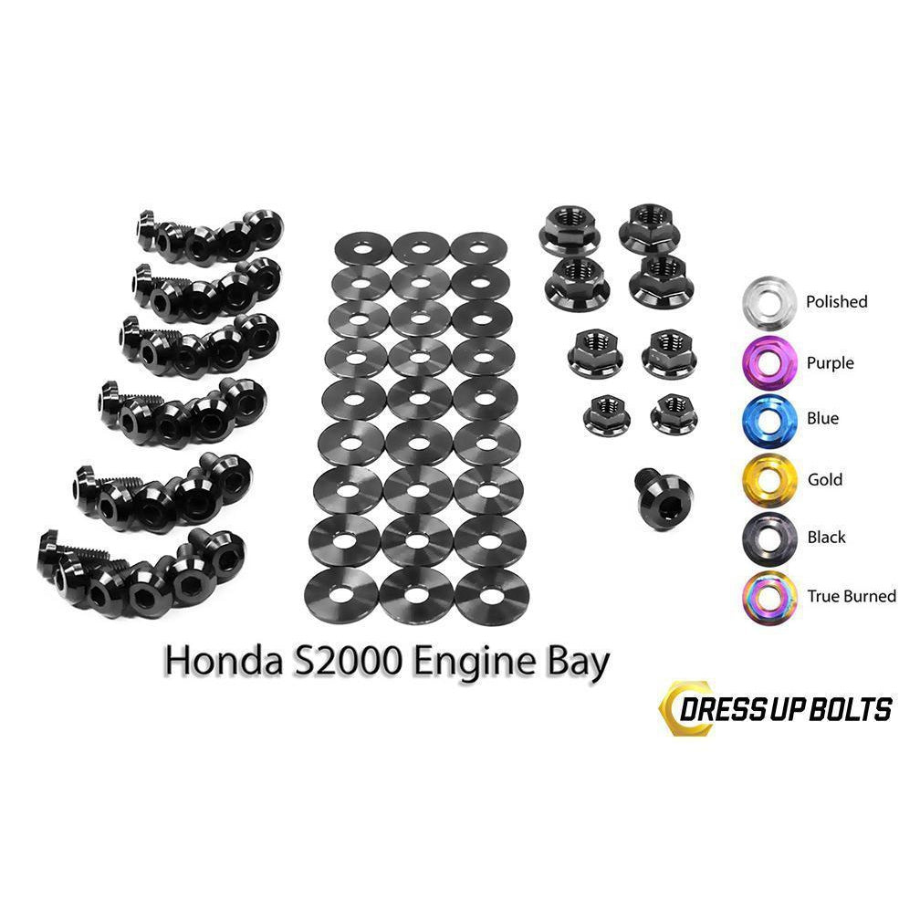 Dress Up Bolts Honda S2000 (2000-2009) AP1/AP2 Titanium Full Engine Bay Kit-HON-015-Ti-BLK-Dress Up Bolts-Dress Up Bolts-Black-JDMuscle