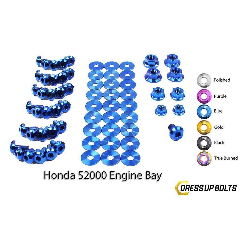 Dress Up Bolts Honda S2000 (2000-2009) AP1/AP2 Titanium Full Engine Bay Kit-HON-015-Ti-BLU-Dress Up Bolts-Dress Up Bolts-Blue-JDMuscle