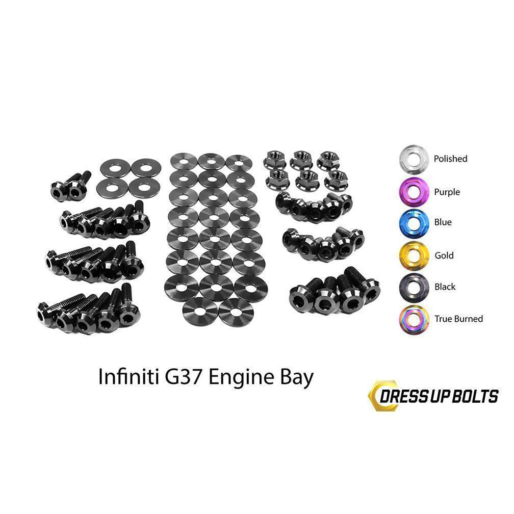 Dress Up Bolts Infiniti G37 Coupe and Sedan (2008-2013) V36 Titanium Engine Bay Kit-NIS-005-Ti-BLK-Dress Up Bolts-Dress Up Bolts-Black-JDMuscle