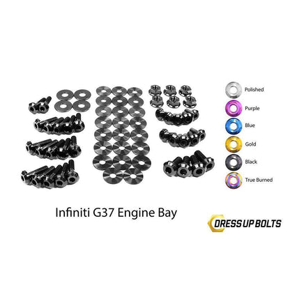 Dress Up Bolts Infiniti G37 Coupe and Sedan (2008-2013) V36 Titanium Engine Bay Kit-NIS-005-Ti-BLK-Dress Up Bolts-Dress Up Bolts-Black-JDMuscle