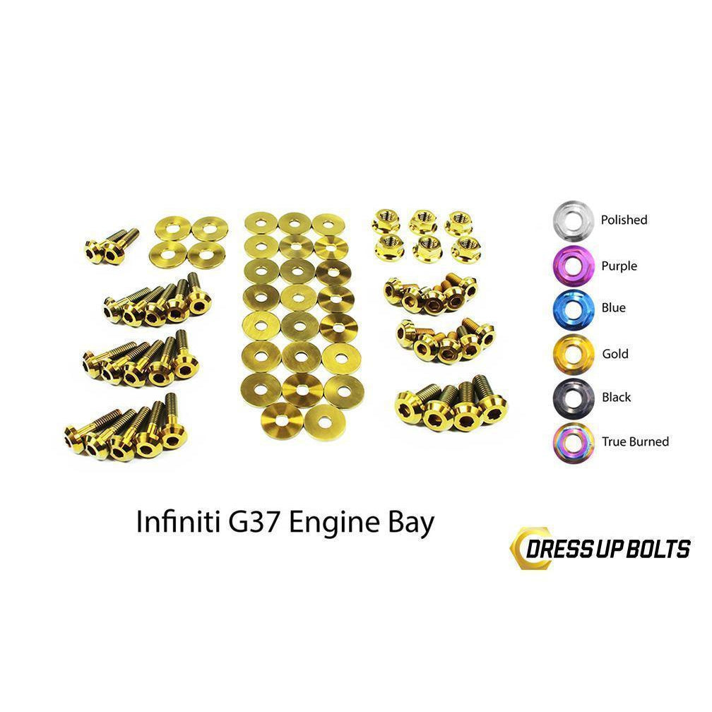 Dress Up Bolts Infiniti G37 Coupe and Sedan (2008-2013) V36 Titanium Engine Bay Kit-NIS-005-Ti-GLD-Dress Up Bolts-Dress Up Bolts-Gold-JDMuscle