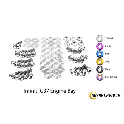 Dress Up Bolts Infiniti G37 Coupe and Sedan (2008-2013) V36 Titanium Engine Bay Kit-NIS-005-Ti-POL-Dress Up Bolts-Dress Up Bolts-Polished-JDMuscle