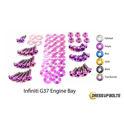 Dress Up Bolts Infiniti G37 Coupe and Sedan (2008-2013) V36 Titanium Engine Bay Kit-NIS-005-Ti-PRP-Dress Up Bolts-Dress Up Bolts-Purple-JDMuscle