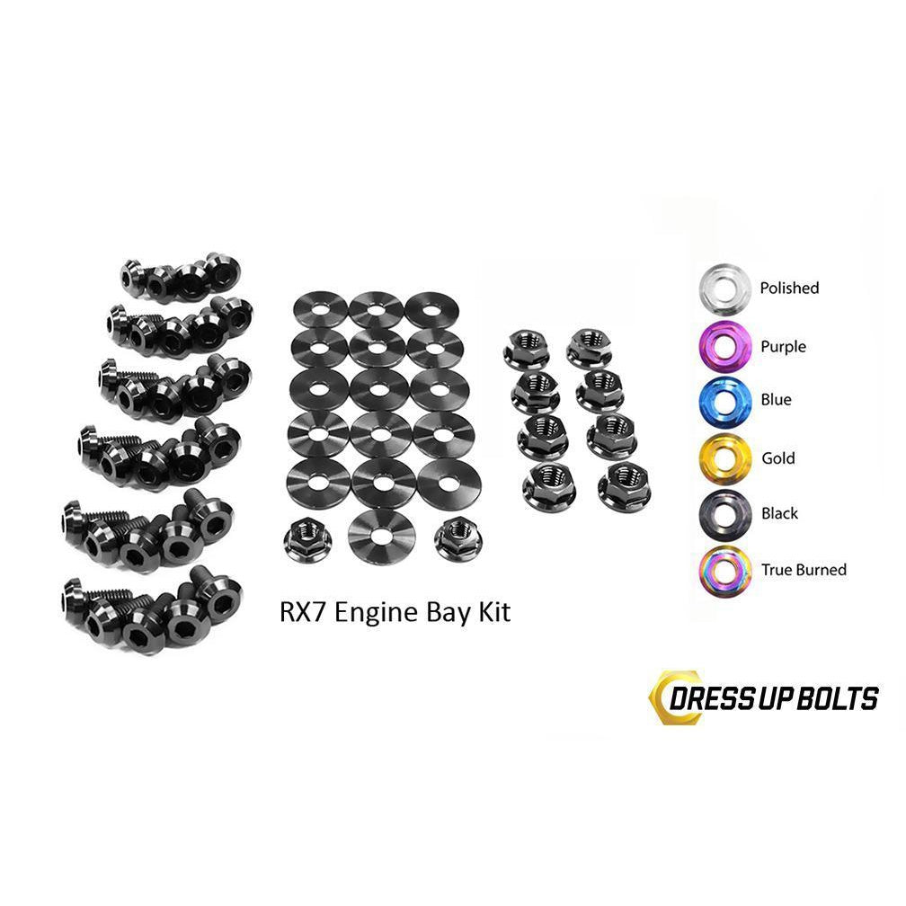 Dress Up Bolts Mazda RX-7 FC/FC3S (1986-1991) Titanium Engine Bay Kit-MAZ-008-Ti-BLK-Dress Up Bolts-Dress Up Bolts-Black-JDMuscle