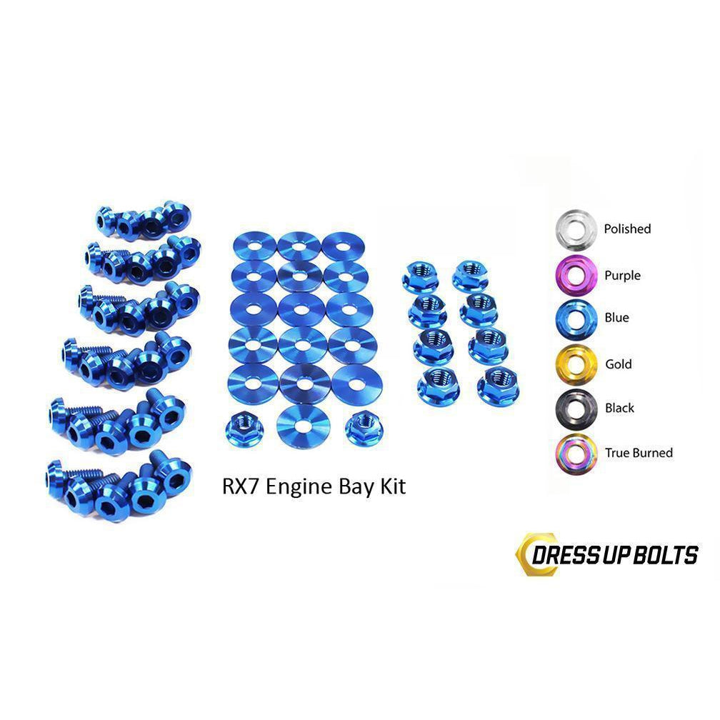 Dress Up Bolts Mazda RX-7 FC/FC3S (1986-1991) Titanium Engine Bay Kit-MAZ-008-Ti-BLU-Dress Up Bolts-Dress Up Bolts-Blue-JDMuscle