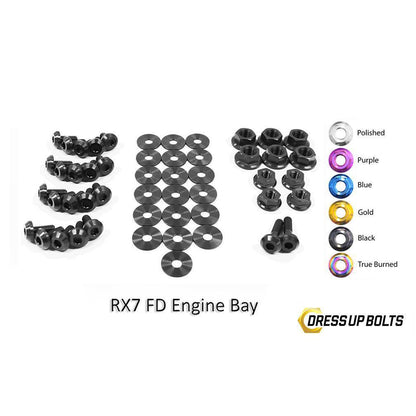 Dress Up Bolts Mazda RX-7 FD/FD3S (1992-2002) Titanium Engine Bay Kit-MAZ-001-Ti-BLK-Dress Up Bolts-Dress Up Bolts-Black-JDMuscle