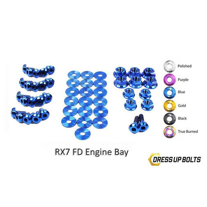 Dress Up Bolts Mazda RX-7 FD/FD3S (1992-2002) Titanium Engine Bay Kit-MAZ-001-Ti-BLU-Dress Up Bolts-Dress Up Bolts-Blue-JDMuscle