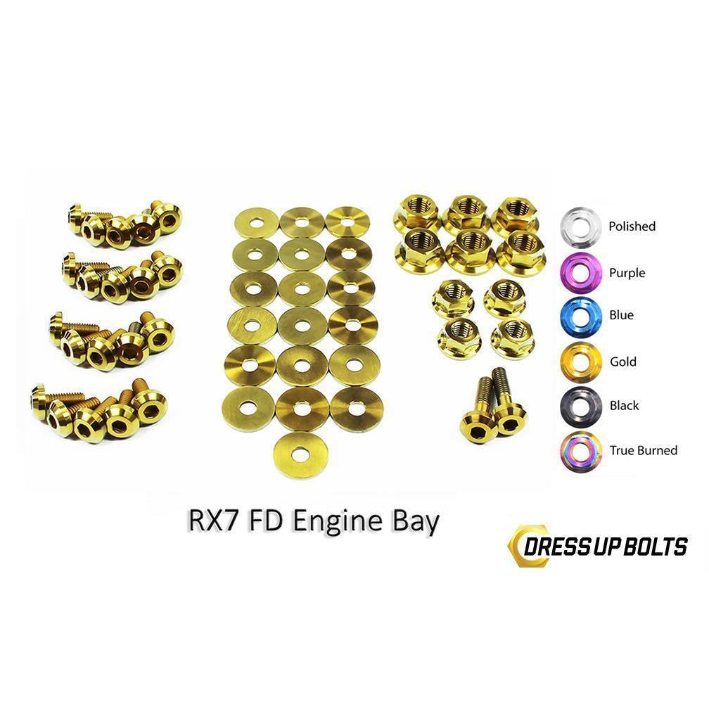 Dress Up Bolts Mazda RX-7 FD/FD3S (1992-2002) Titanium Engine Bay Kit-MAZ-001-Ti-GLD-Dress Up Bolts-Dress Up Bolts-Gold-JDMuscle