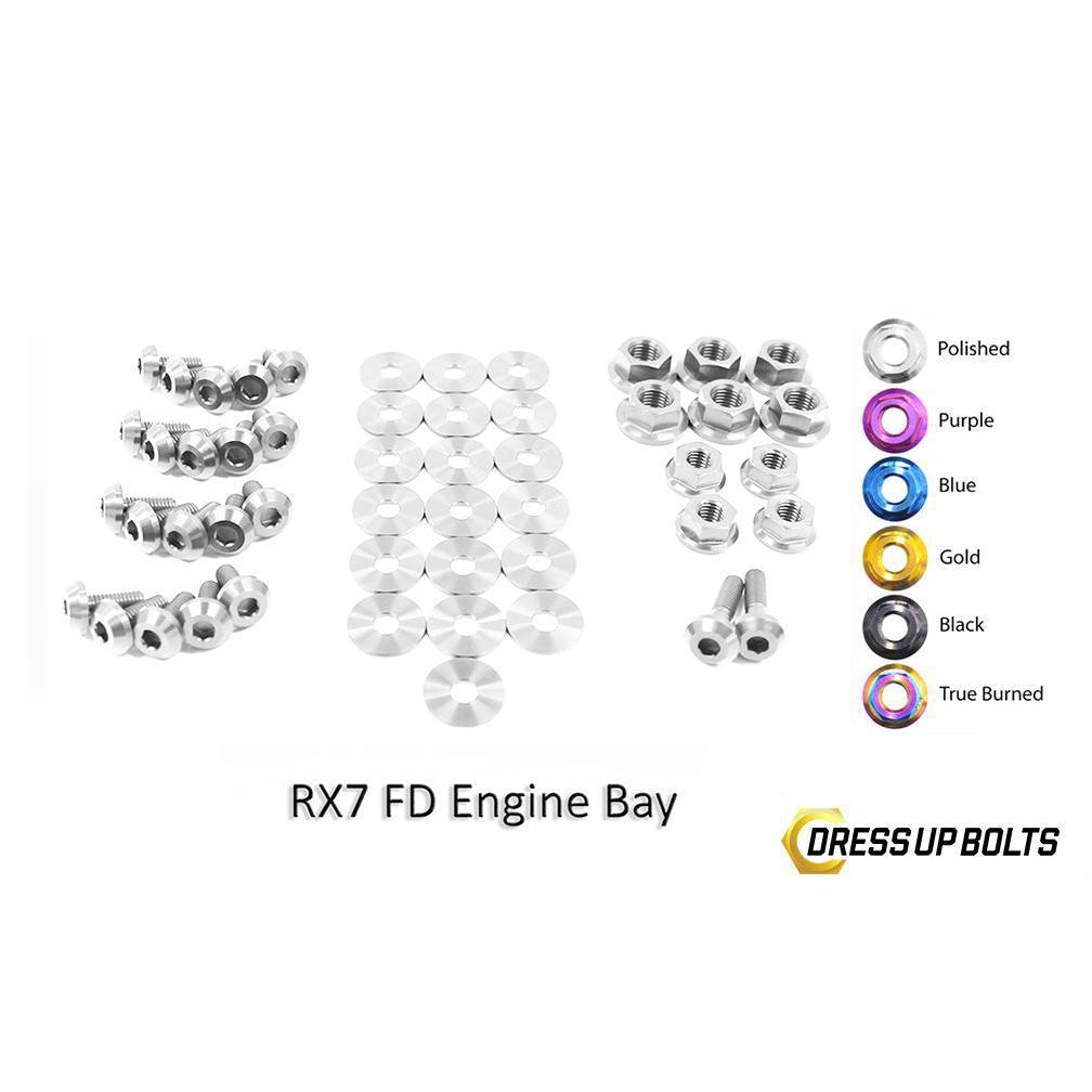 Dress Up Bolts Mazda RX-7 FD/FD3S (1992-2002) Titanium Engine Bay Kit-MAZ-001-Ti-POL-Dress Up Bolts-Dress Up Bolts-Polished-JDMuscle