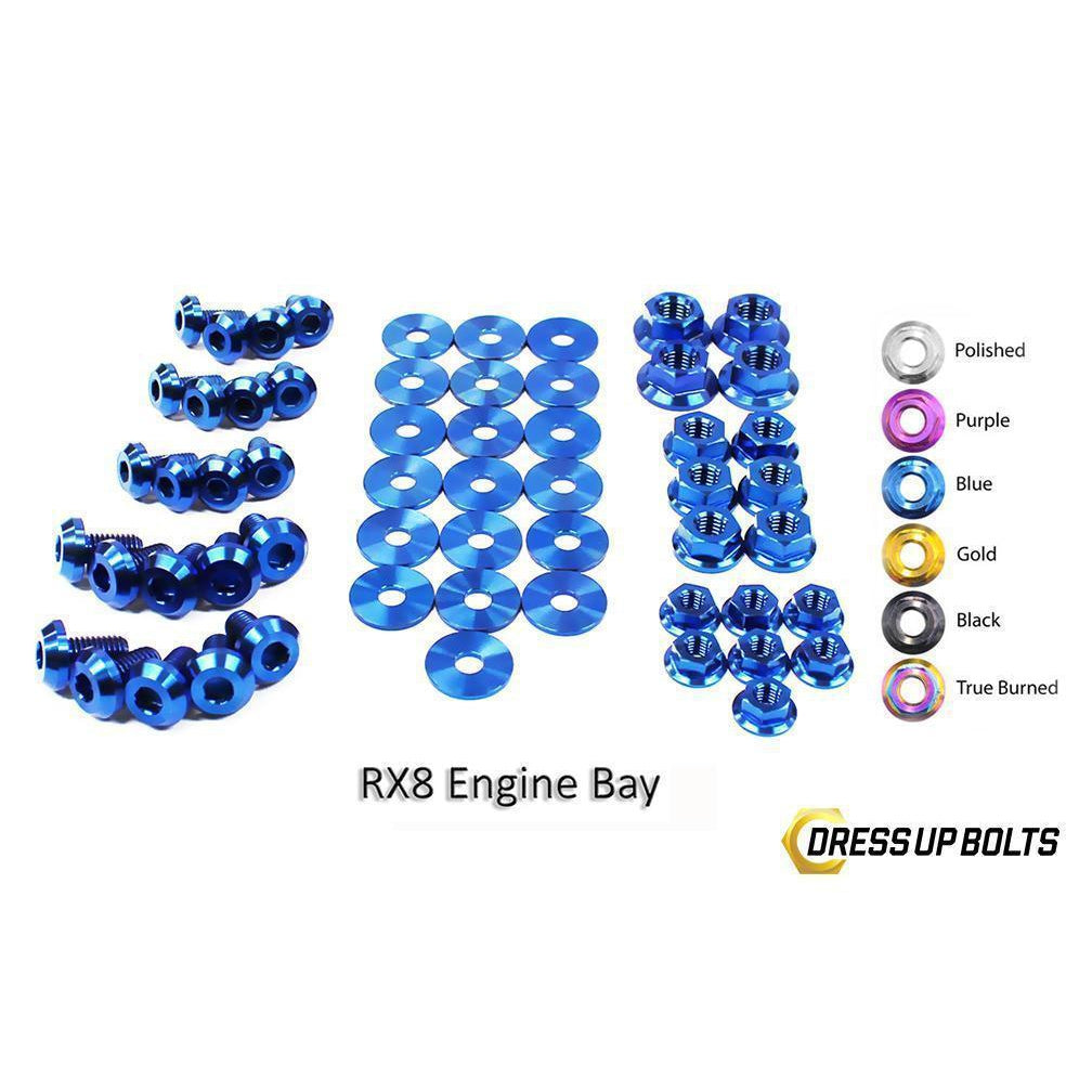 Dress Up Bolts Mazda RX-8 FE (2003-2012) Titanium Engine Bay Kit-MAZ-007-Ti-BLU-Dress Up Bolts-Dress Up Bolts-Blue-JDMuscle