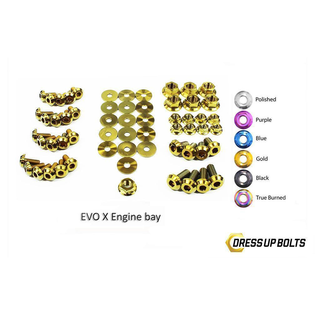 Dress Up Bolts Mitsubishi Evo X Evo 10 (2008-2016) Titanium Engine Bay Kit-MIT-009-Ti-GLD-Dress Up Bolts-Dress Up Bolts-Gold-JDMuscle