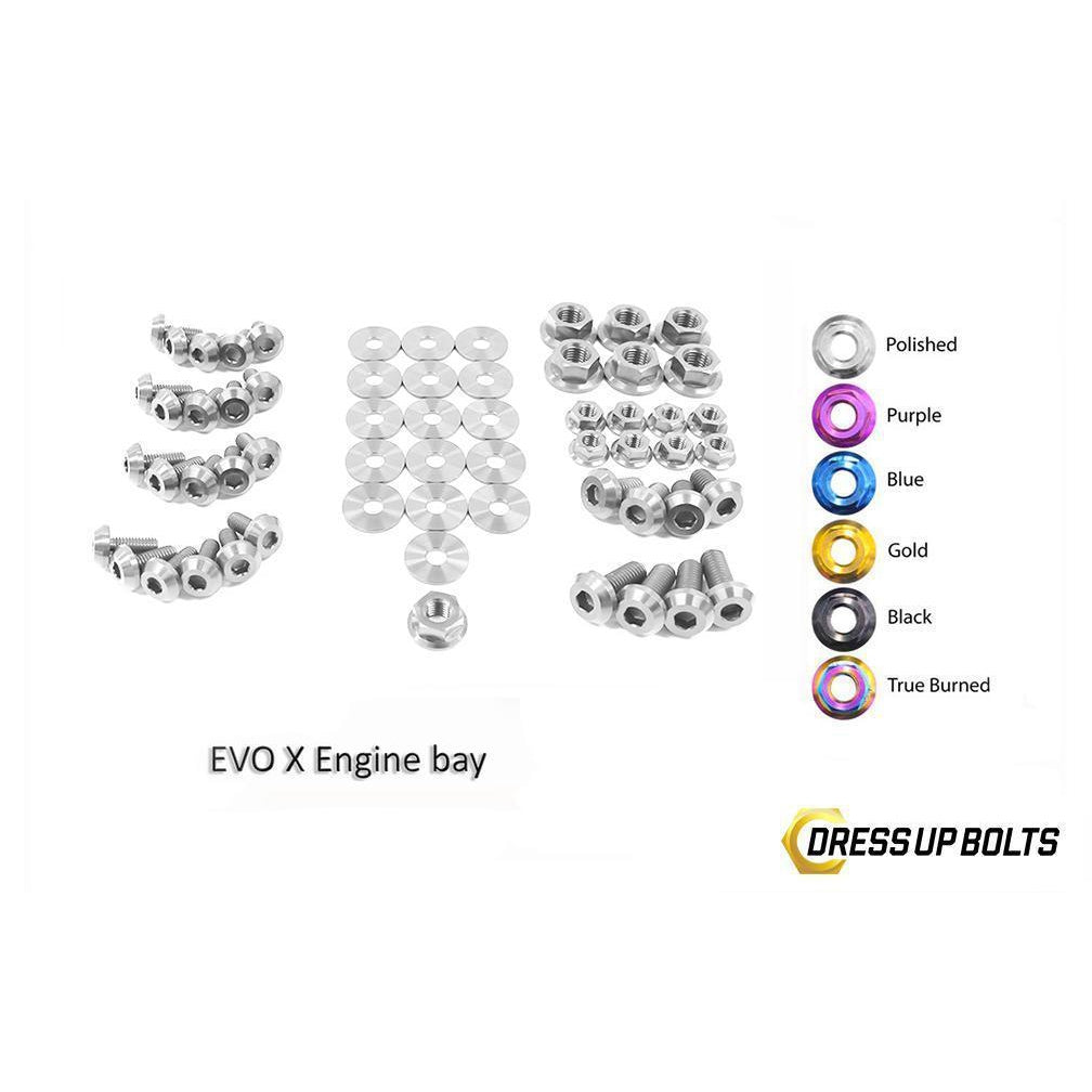 Dress Up Bolts Mitsubishi Evo X Evo 10 (2008-2016) Titanium Engine Bay Kit-MIT-009-Ti-POL-Dress Up Bolts-Dress Up Bolts-Polished-JDMuscle