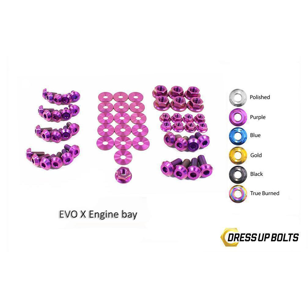 Dress Up Bolts Mitsubishi Evo X Evo 10 (2008-2016) Titanium Engine Bay Kit-MIT-009-Ti-PRP-Dress Up Bolts-Dress Up Bolts-Purple-JDMuscle