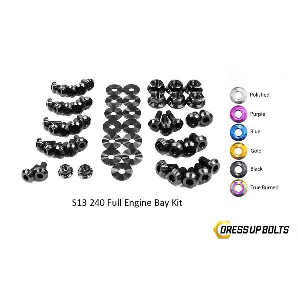 Dress Up Bolts Nissan S13 240sx (1989-1995) Titanium Full Engine Bay Kit-NIS-042-Ti-BLK-Dress Up Bolts-Dress Up Bolts-Black-JDMuscle