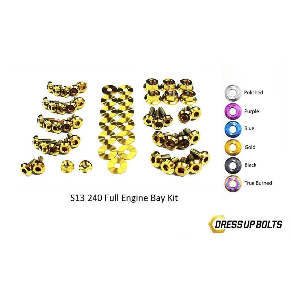 Dress Up Bolts Nissan S13 240sx (1989-1995) Titanium Full Engine Bay Kit-NIS-042-Ti-GLD-Dress Up Bolts-Dress Up Bolts-Gold-JDMuscle