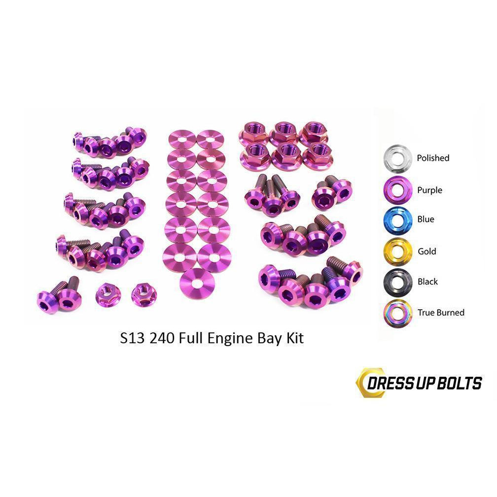 Dress Up Bolts Nissan S13 240sx (1989-1995) Titanium Full Engine Bay Kit-NIS-042-Ti-PRP-Dress Up Bolts-Dress Up Bolts-Purple-JDMuscle