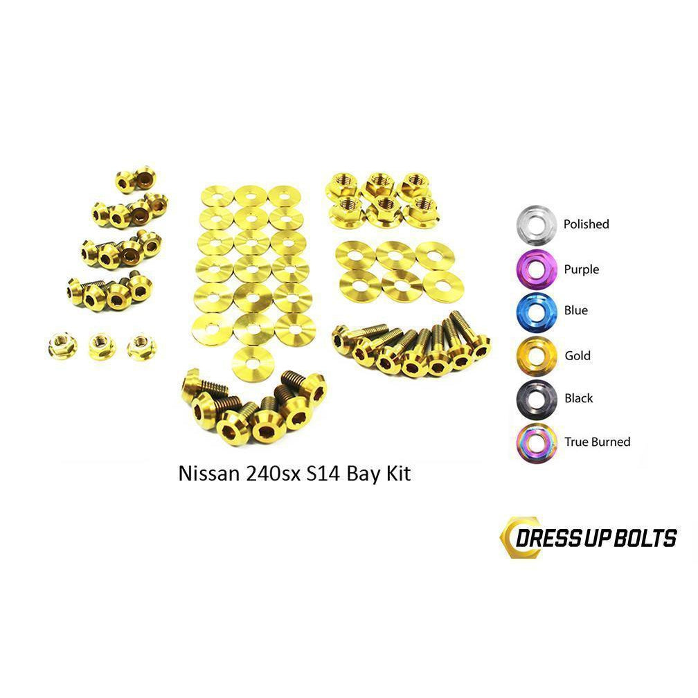 Dress Up Bolts Nissan S14 240sx (1995-1998) Titanium Engine Bay Kit-NIS-046-Ti-GLD-Dress Up Bolts-Dress Up Bolts-Gold-JDMuscle