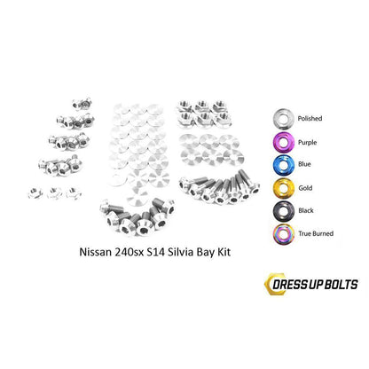 Dress Up Bolts Nissan S14 240sx (1995-1998) Titanium Engine Bay Kit-NIS-046-Ti-POL-Dress Up Bolts-Dress Up Bolts-Polished-JDMuscle