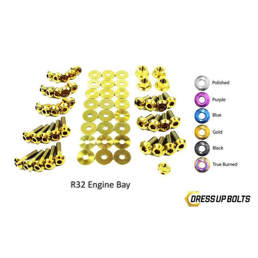 Dress Up Bolts Nissan Skyline R32 (1989-1994) Titanium Engine Bay Kit-NIS-028-Ti-GLD-Dress Up Bolts-Dress Up Bolts-Gold-JDMuscle