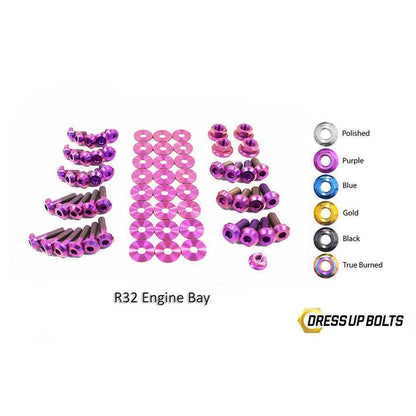 Dress Up Bolts Nissan Skyline R32 (1989-1994) Titanium Engine Bay Kit-NIS-028-Ti-PRP-Dress Up Bolts-Dress Up Bolts-Purple-JDMuscle