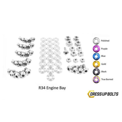 Dress Up Bolts Nissan Skyline R34 (1998-2002) Titanium Engine Bay Kit-NIS-034-Ti-POL-Dress Up Bolts-Dress Up Bolts-Polished-JDMuscle