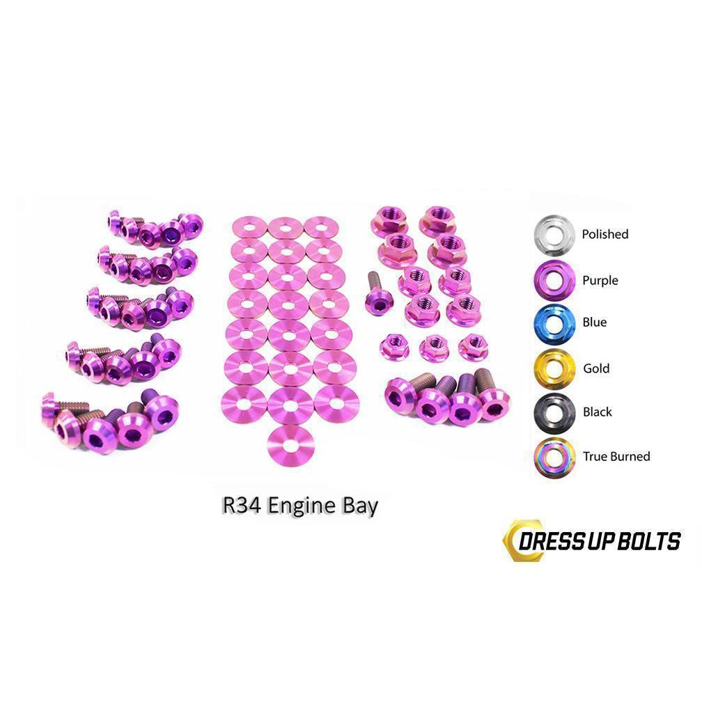 Dress Up Bolts Nissan Skyline R34 (1998-2002) Titanium Engine Bay Kit-NIS-034-Ti-PRP-Dress Up Bolts-Dress Up Bolts-Purple-JDMuscle