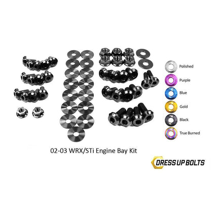 Dress Up Bolts Subaru WRX and STi (2002-2003) Titanium Engine Bay Kit-SUB-011-Ti-BLK-Dress Up Bolts-Dress Up Bolts-Black-JDMuscle