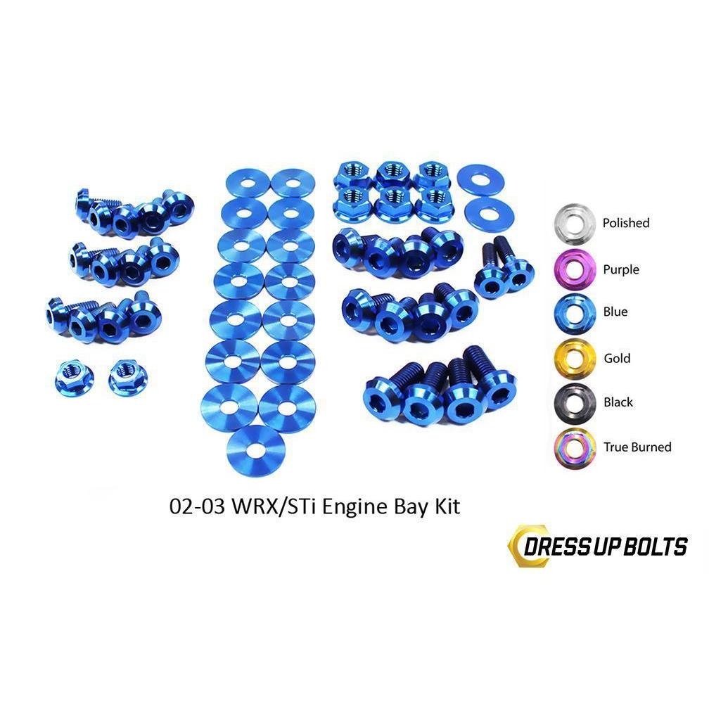 Dress Up Bolts Subaru WRX and STi (2002-2003) Titanium Engine Bay Kit-SUB-011-Ti-BLU-Dress Up Bolts-Dress Up Bolts-Blue-JDMuscle