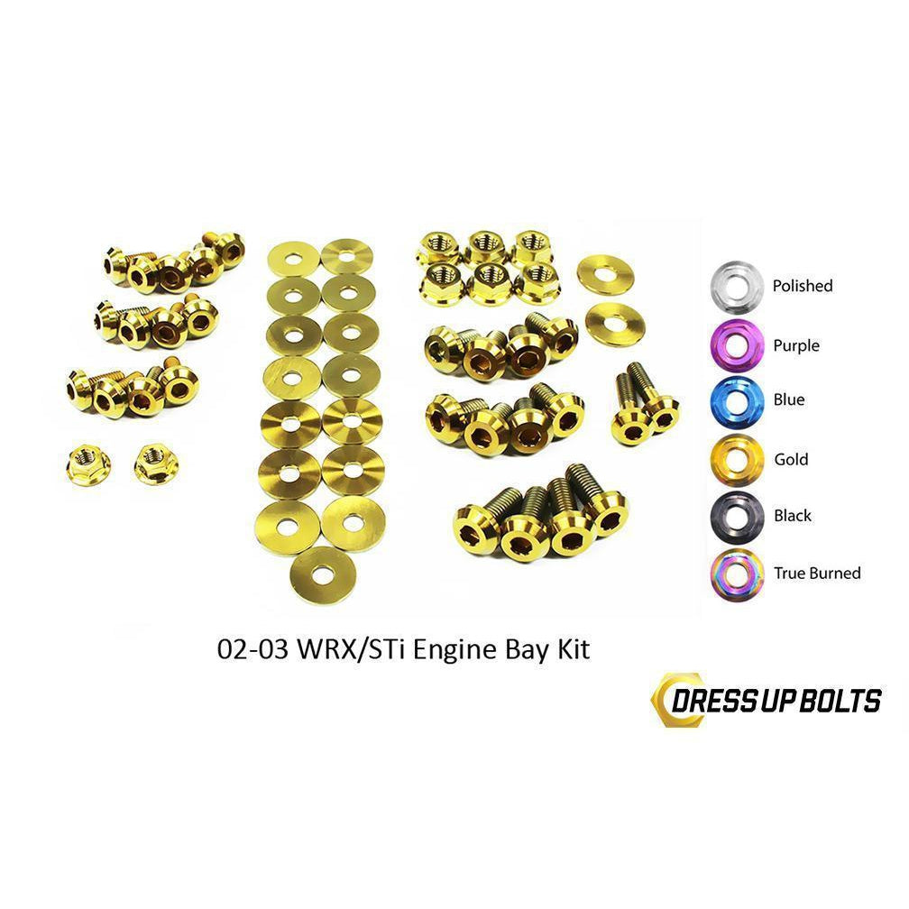 Dress Up Bolts Subaru WRX and STi (2002-2003) Titanium Engine Bay Kit-SUB-011-Ti-GLD-Dress Up Bolts-Dress Up Bolts-Gold-JDMuscle