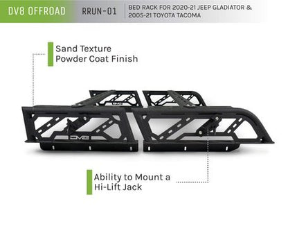 DV8 Offroad 05 - 23 Tacoma Overland Bed Rack 2pc. Adjustable - JDMuscleBody KitsdveRRUN-01