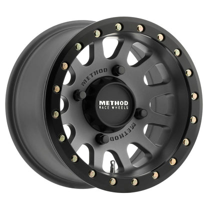 Method MR401 UTV Beadlock 15x7 4+3/+13mm Offset 4x136 106mm CB Titanium w/Matte Black Ring Wheel