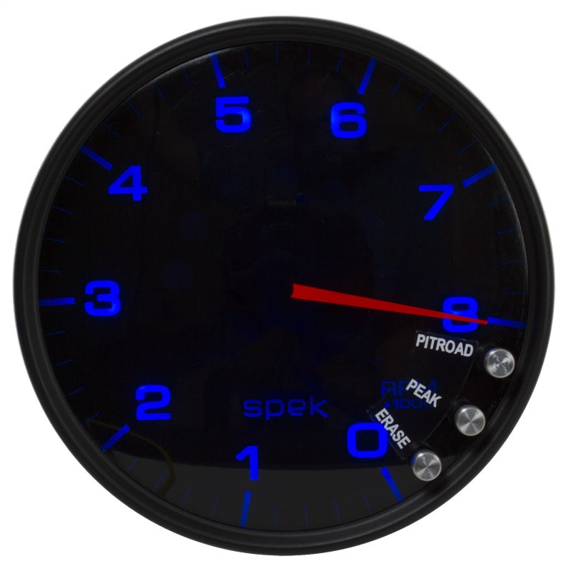 Autometer Spek-Pro Tachometer Gauge 5in 8K Rpm W/Shift Light & Peak Mem Black / Smoke / Black Universal | P23852