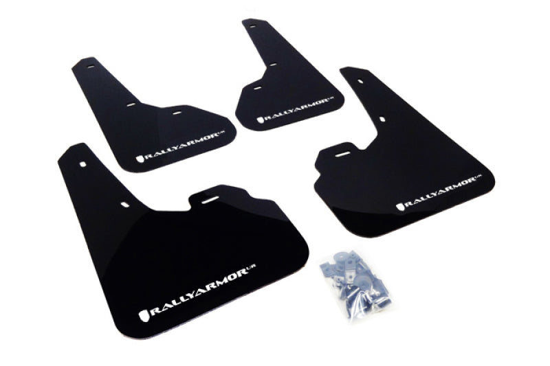 Rally Armor UR Black Mud Flap w/ White Logo Mazda Mazdaspeed3 2010-2013 | MF17-UR-BLK/WH